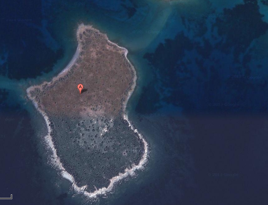 Το επίμαχο νησάκι όπως φαίνεται από δορυφόρο