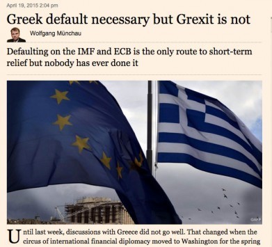 Financial Times: Απαραίτητη η χρεοκοπία της Ελλάδας, όχι το Grexit