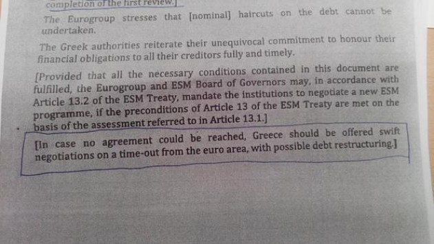 Eurogroup: Αυτό είναι το κείμενο συμπερασμάτων: Προσωρινό Grexit και αναδιάρθρωση χρέους