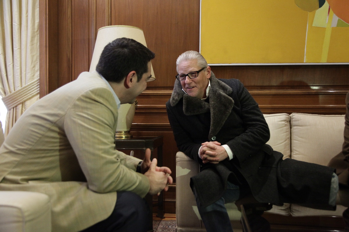 Με τον Έλληνα πρωθυπουργό, Αλέξη Τσίπρα στο Μέγαρο Μαξίμου
