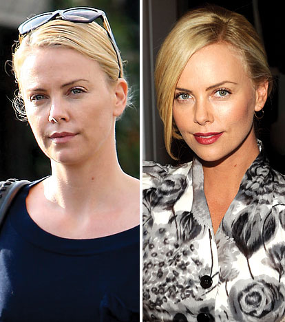 Ακόμα και η θεά Charlize Theron θέλει το make up της...