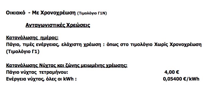 0,54 ευρώ η κιλοβατώρα είναι η νυχτερινή χρέωση