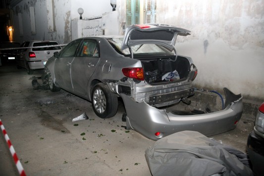 Το αυτοκίνητο που χτύπησαν οι δράστες - ΦΩΤΟ EUROKINISSI