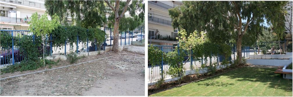 Το 14ο Δημοτικό Σχολείο Σταυρούπολης (Δήμος Παύλου Μελά), που αναδείχθηκε ο μεγάλος νικητής του φετινού διαγωνισμούπριν & μετά τις εργασίες που υλοποιήθηκαν για την ανακαίνισή του, στο πλαίσιο του προγράμματος.