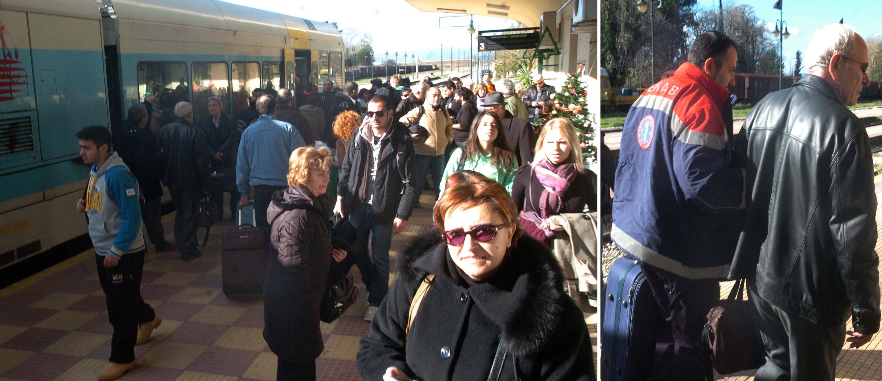 Μετά το ατύχημα, οι επιβάτες στο σταθμό του τρένου - ΦΩΤΟ EUROKINISSI