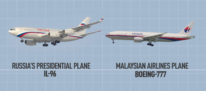 Αριστερά το αεροσκάφος του Βλαντιμίρ Πούτιν και δεξιά εκείνο που συνετρίβη - ΦΩΤΟΓΡΑΦΙΑ rt.com