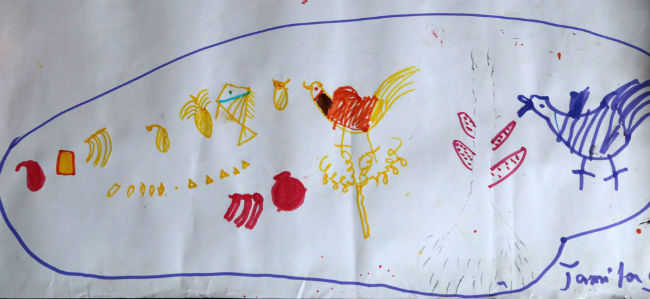 Jamila: Ζωγράφισε μπανάνες, ψάρια, κοτόπουλα και άλλα φρούτα και λαχανικά που είχε στο σπίτι της