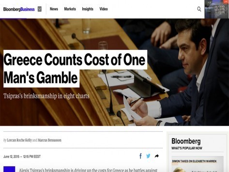 Bloomberg: Ο Τσίπρας τζογάρει και η Ελλάδα μετράει απώλειες