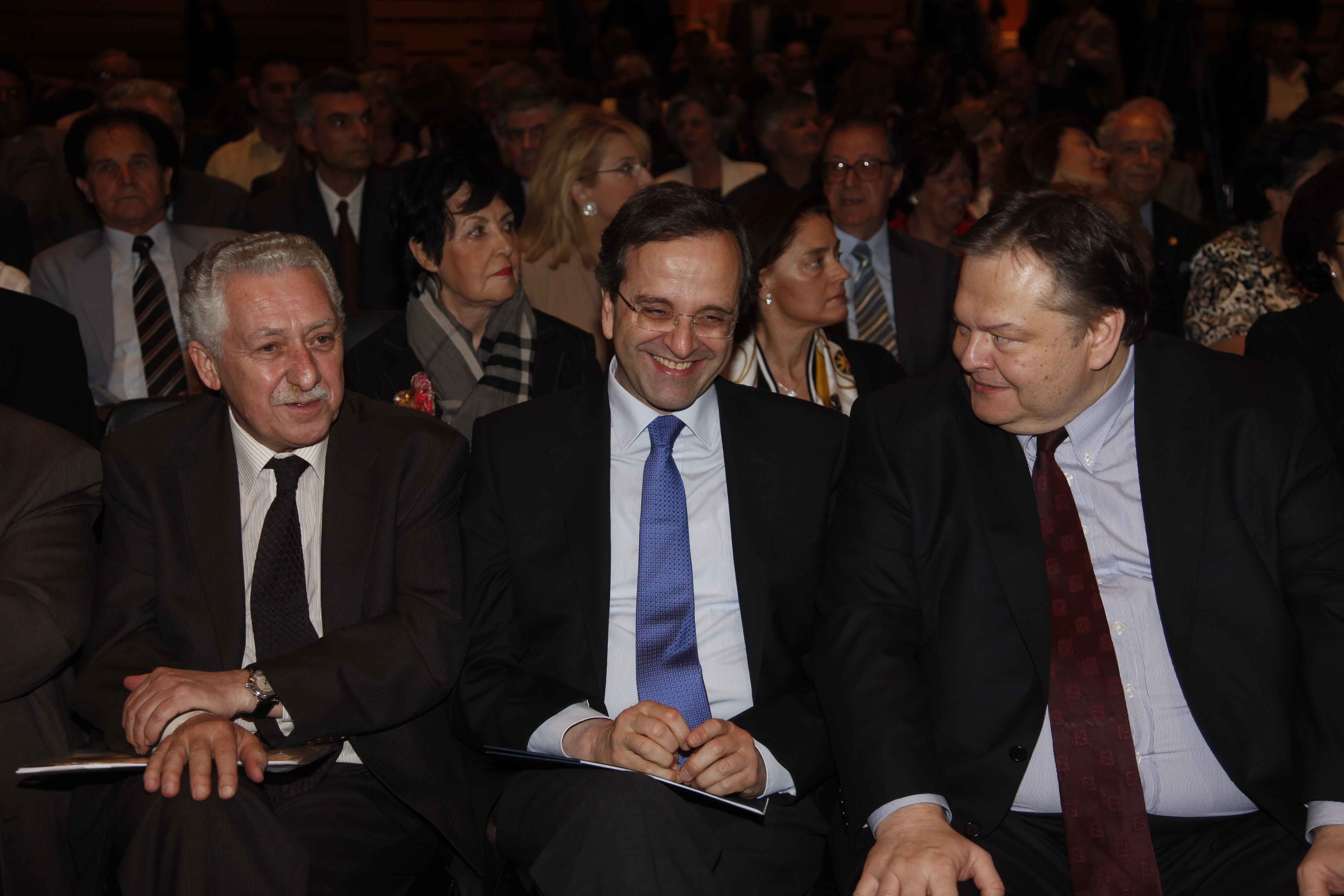 Πηγή Eurokinissi - Οι τρεις κυβερνητικοί εταίροι μετά τις εκλογές του 2012
