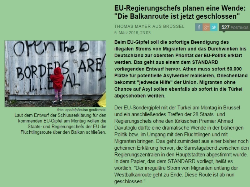 Το επίμαχο δημοσίευμα της DerStandard