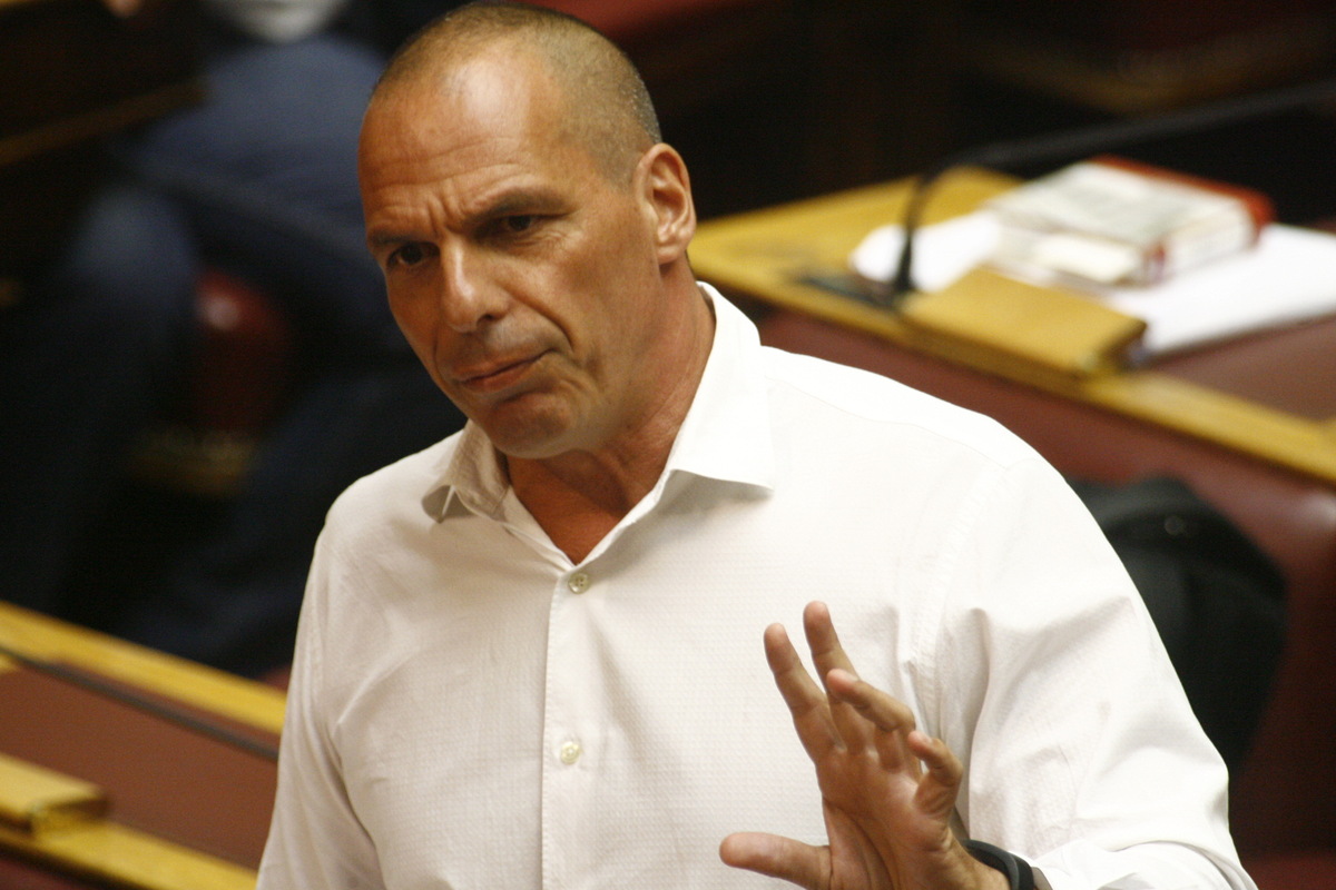 Ο Γιάννης Βαρουφάκης στο ελληνικό κοινοβούλιο / Φωτογραφία Eurokinissi
