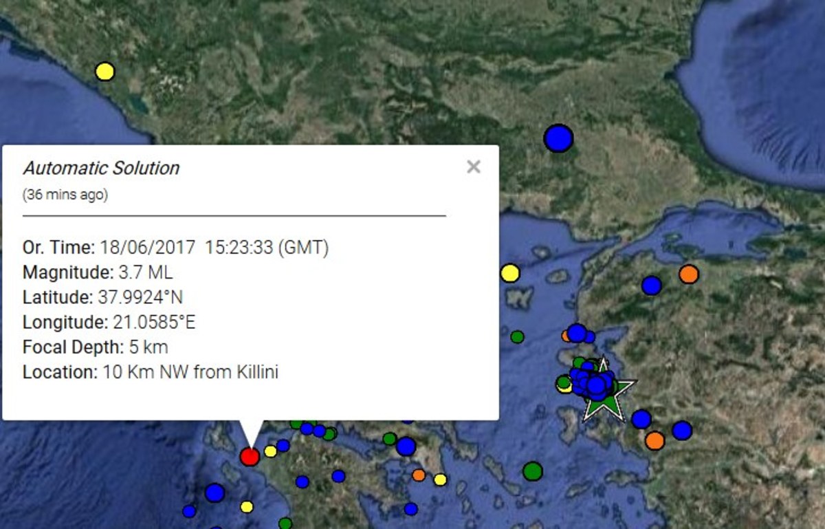 Σεισμός 3,7 Ρίχτερ κοντά στην Κυλλήνη