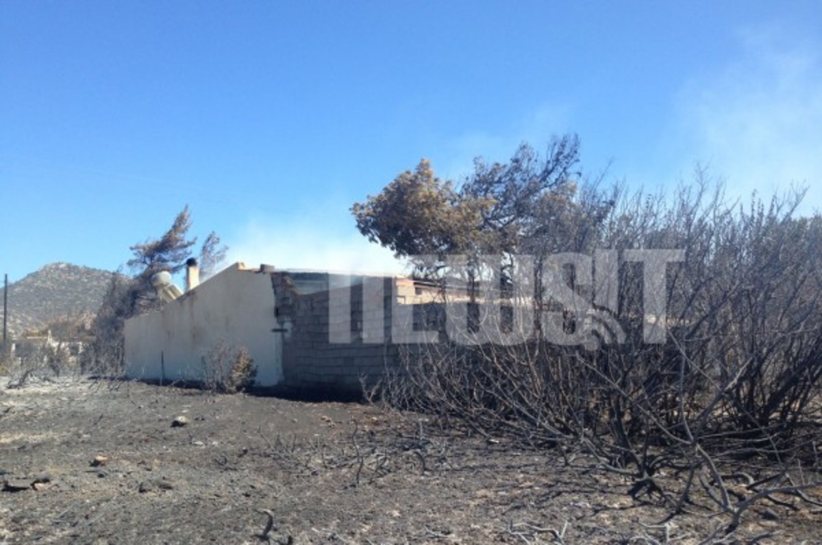 Μαυρισμένο τοπίο και καμμένα σπίτια άφησε η φωτιά στο Μαραθώνα – Ποιες περιοχές κινδυνεύουν την Τρίτη