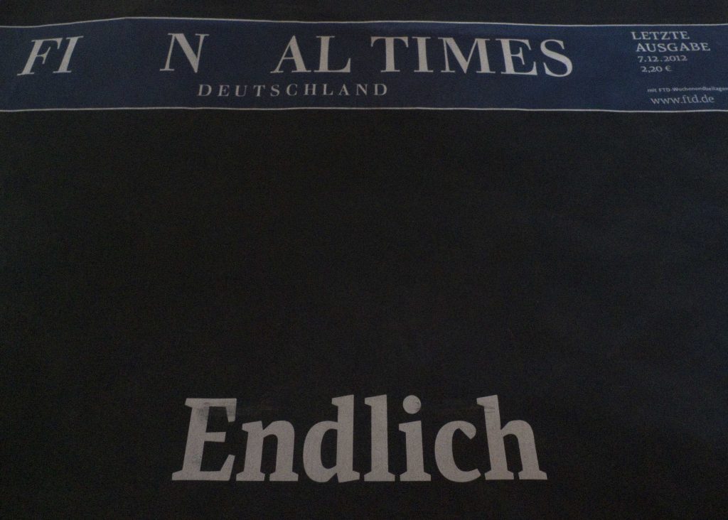 Τέλος εποχής για τους FT Γερμανίας με μαύρο πρωτοσέλιδο