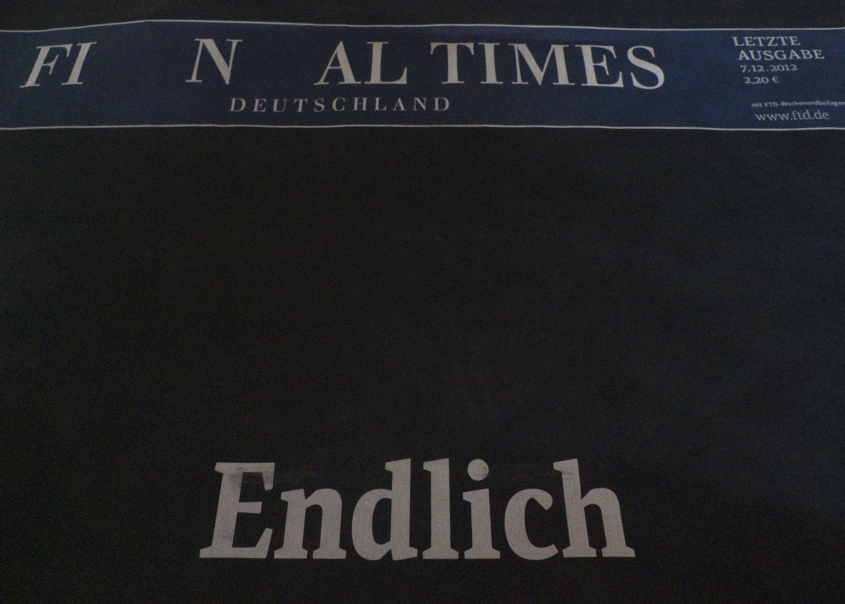 Τέλος εποχής για τους FT Γερμανίας με μαύρο πρωτοσέλιδο