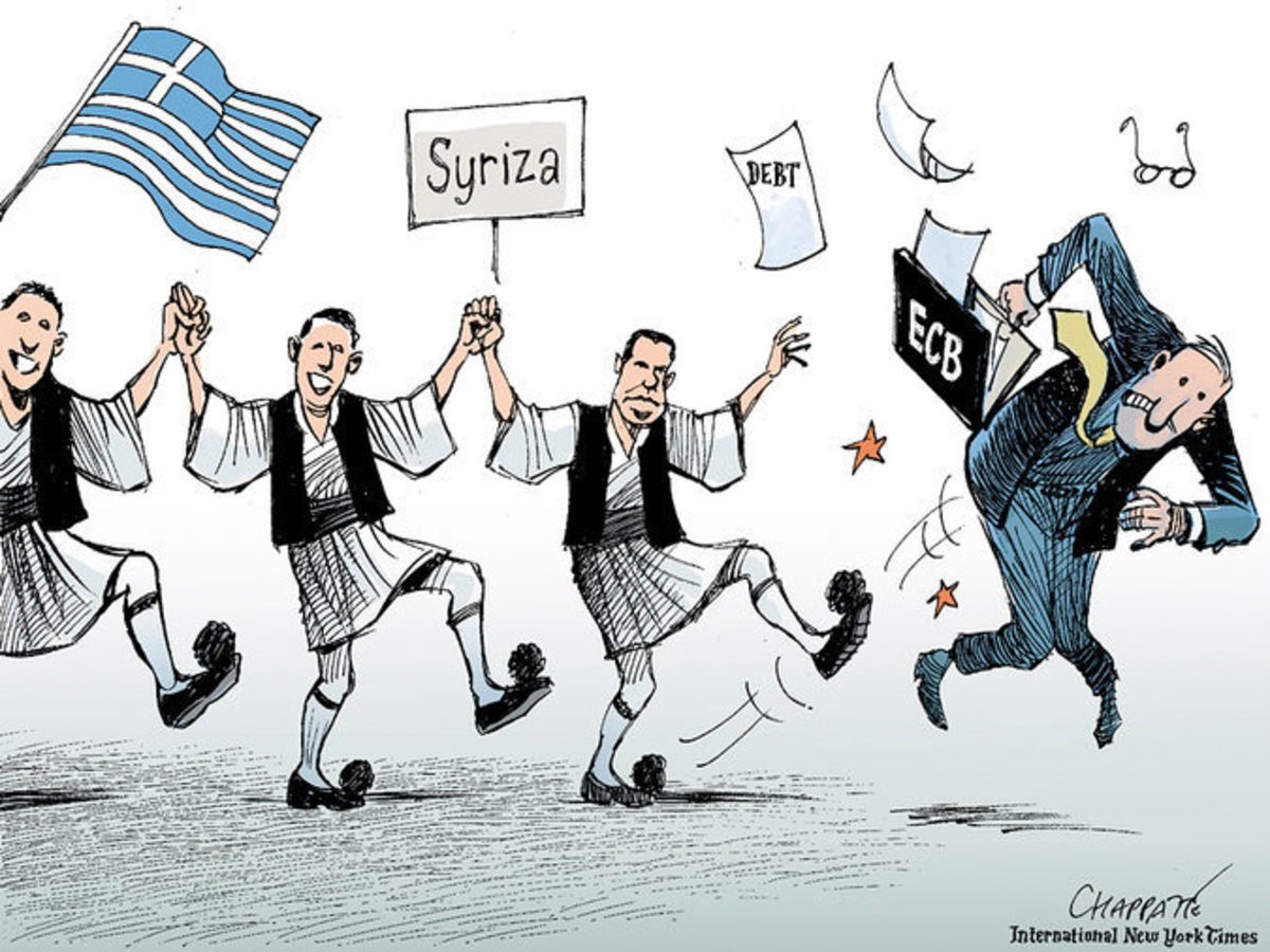 NYT: Οι τσολιάδες του ΣΥΡΙΖΑ διώχνουν με τις κλωτσιές την ΕΚΤ!