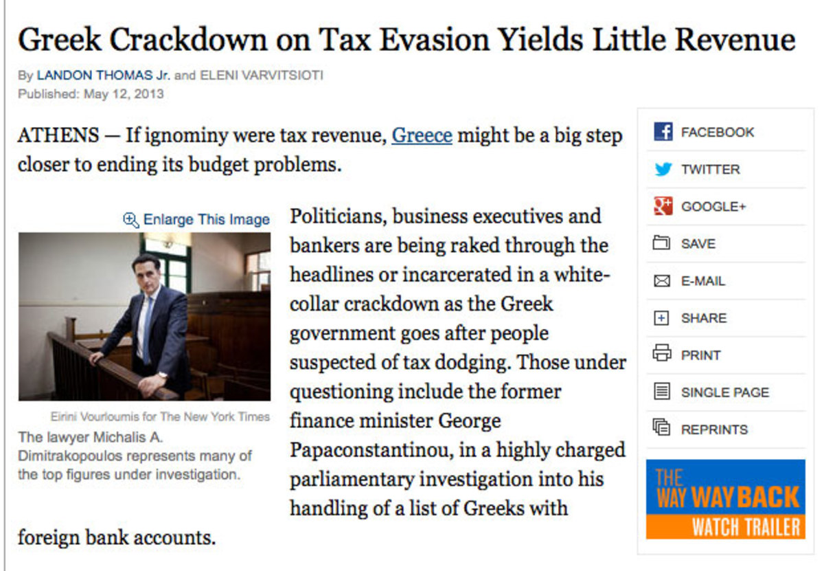 Ο Μ. Δημητρακόπουλος στην International Herald Tribune