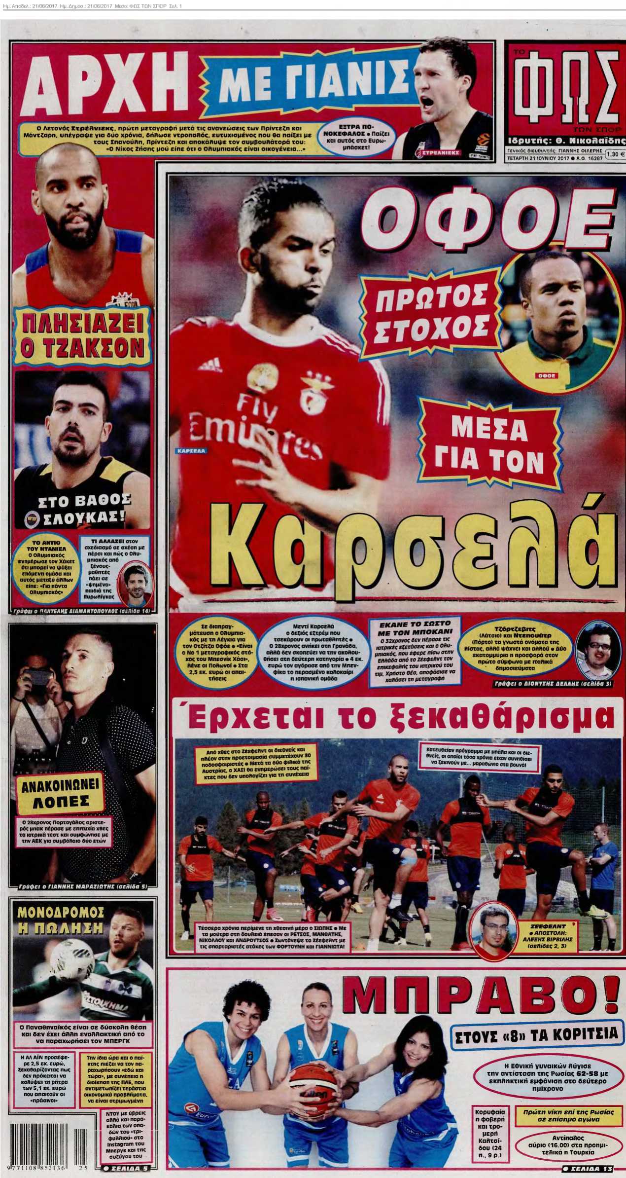 ΦΩΣ ΤΩΝ ΣΠΟΡ 21-06-2017