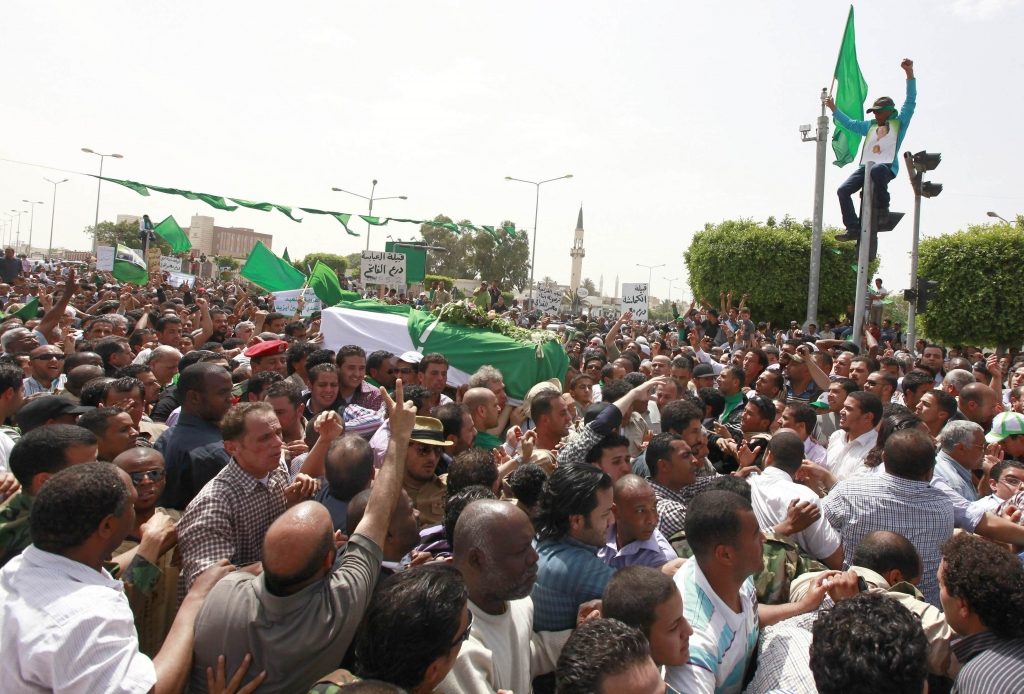 Συλλαλητήριο έγινε η κηδεία του μικρου γιου του Καντάφι. ΦΩΤΟ REUTERS