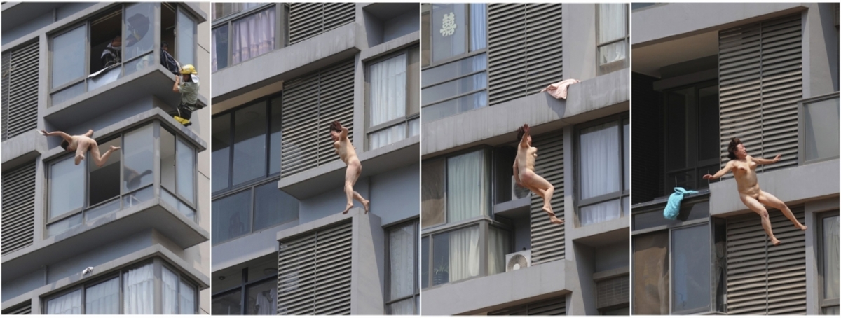 Καρέ - καρέ η πτώση της γυναίκας στο κενό ΦΩΤΟ REUTERS