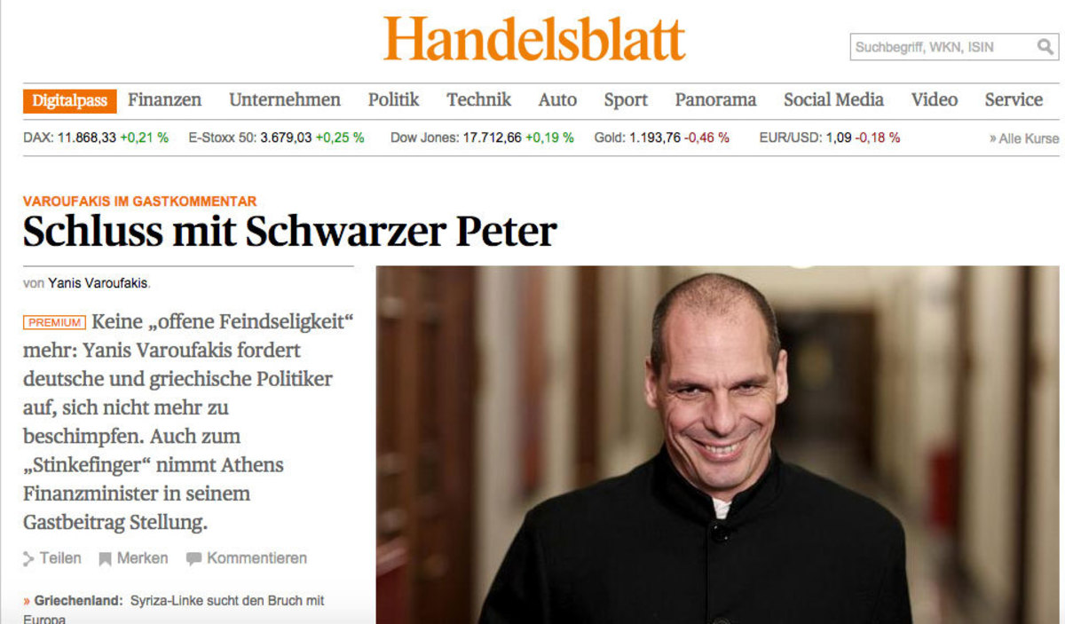 Varoufakis is back! Με άρθρο του στην Handelsblatt “καλοπιάνει” τους Γερμανούς