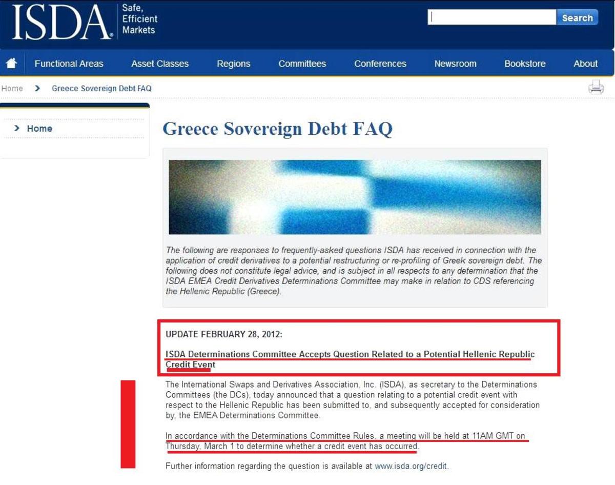 Η αναδιάρθρωση του ελληνικού χρέους δεν συνιστα πιστωτικό γεγονός!