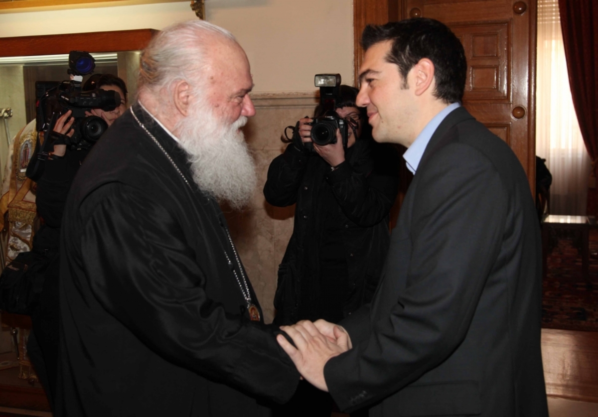 Ο αρχιεπίσκοπος υποδέχεται τον Πρόεδρο της ΚΟ του ΣΥΡΙΖΑ