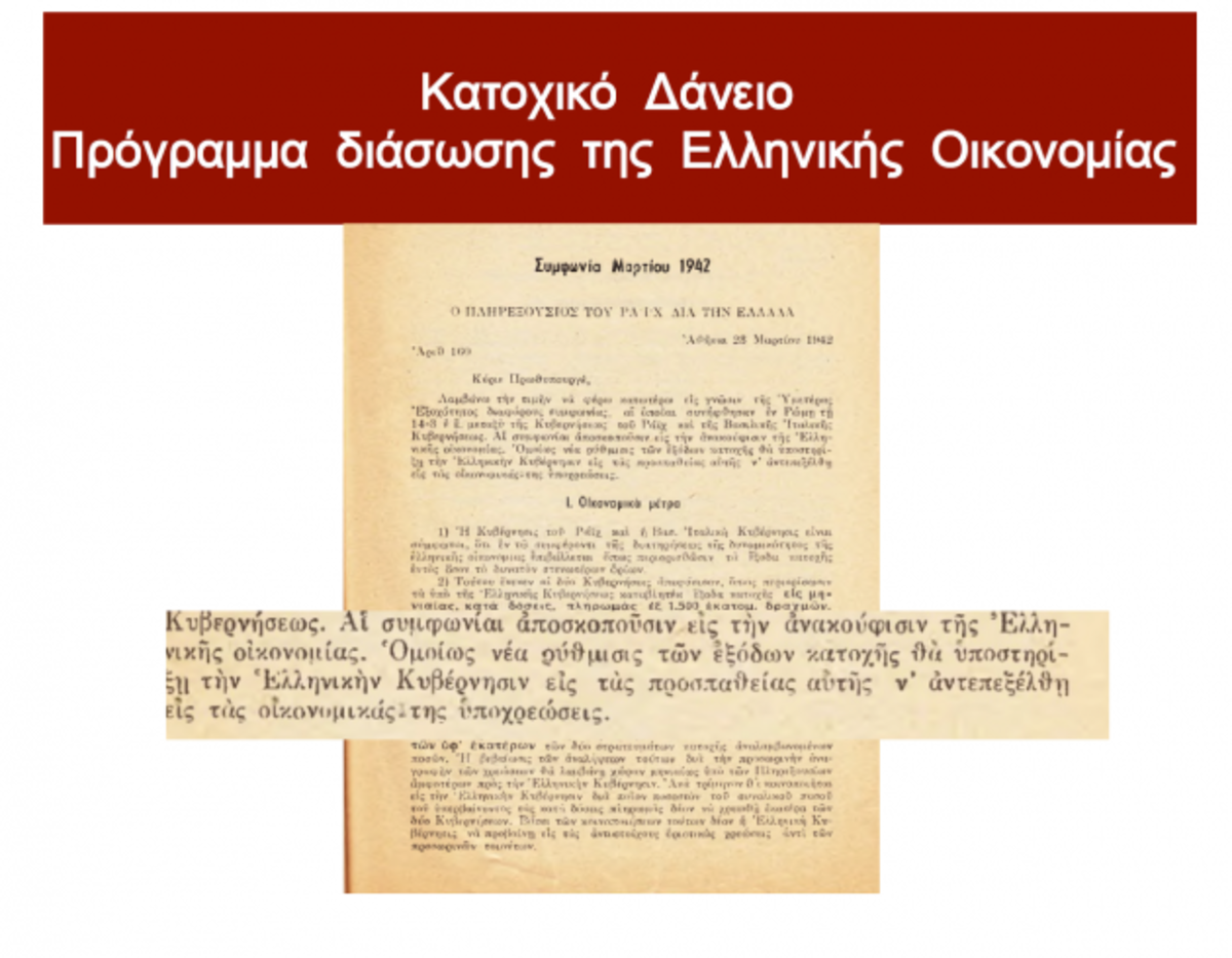 Πρόγραμμα διάσωσής μας το γερμανικό κατοχικό δάνειο!