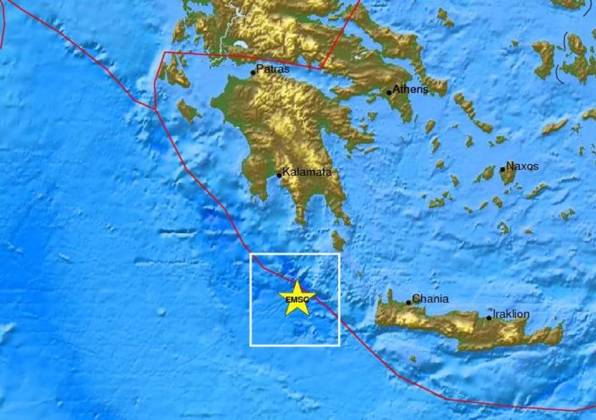 Ο χάρτης του σεισμού από το Ευρωμεσογειακό Σεισμολογικό Κέντρο