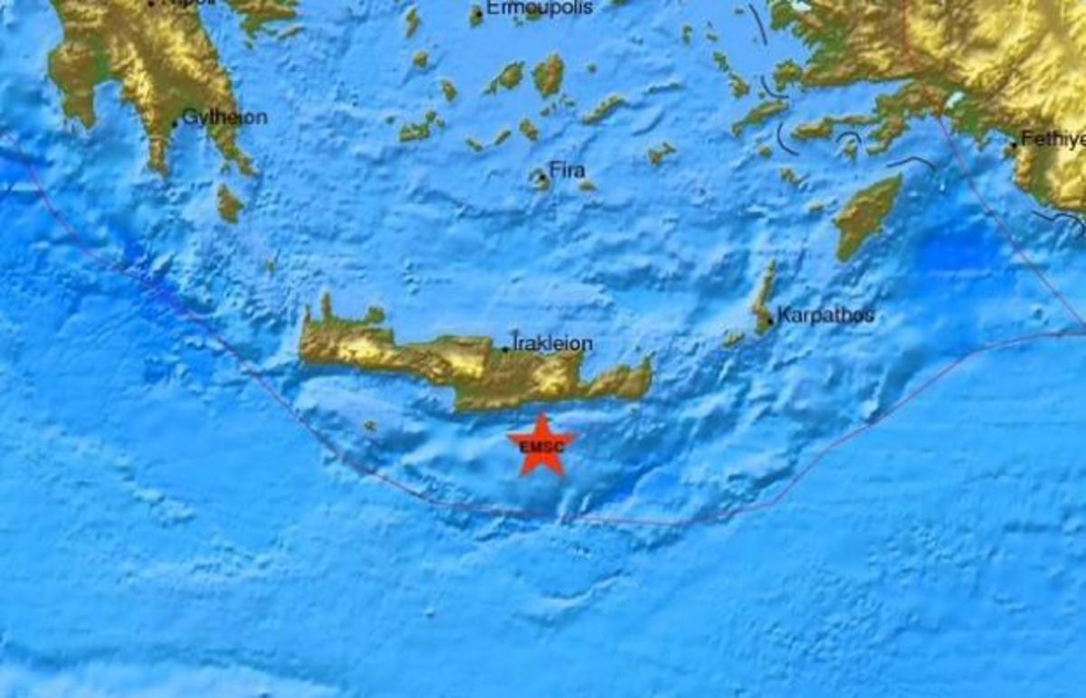 Ο χάρτης του σεισμού από το Ευρωμεσογειακό Σεισμολογικό Κέντρο