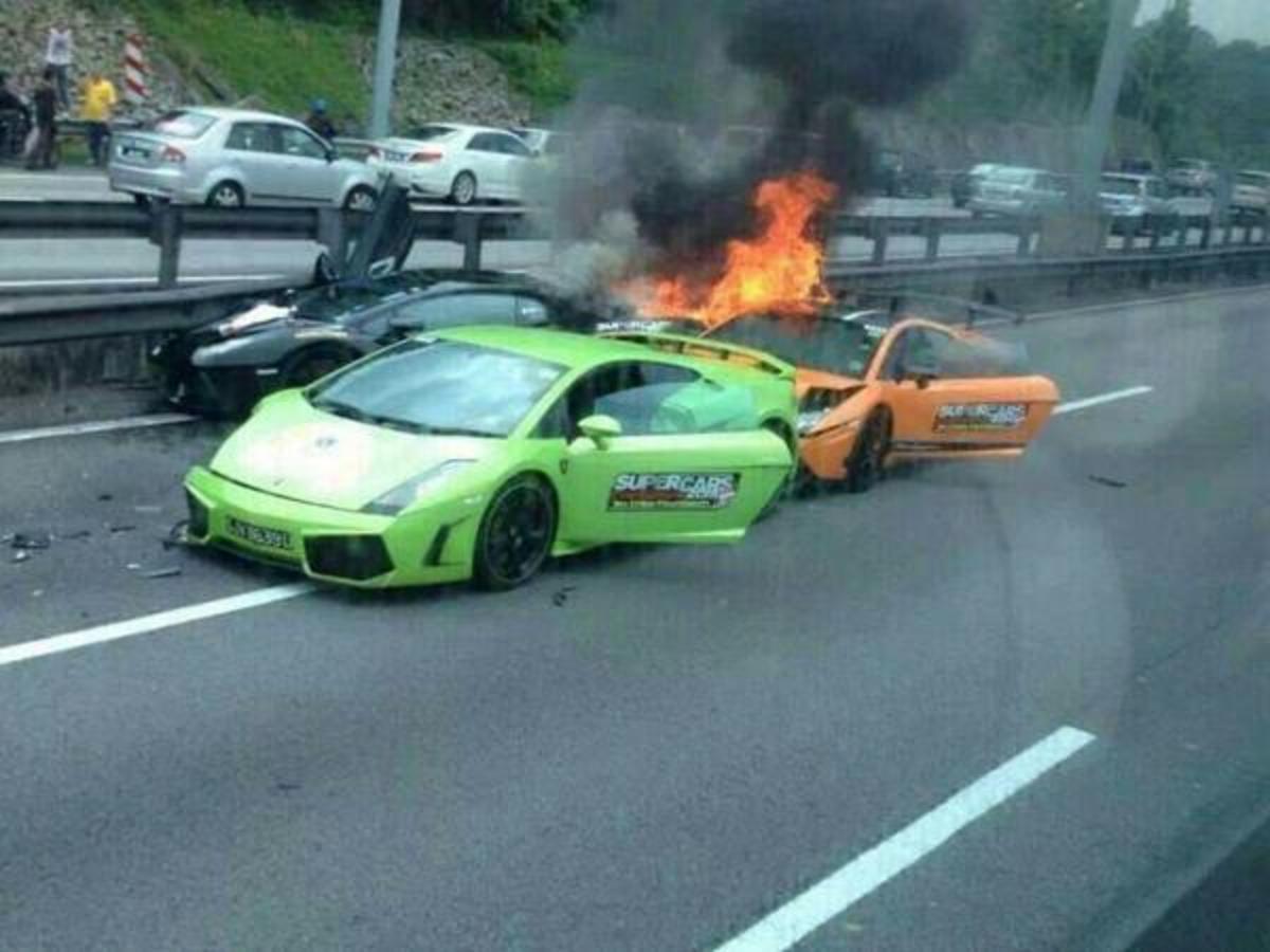 Απίστευτο ατύχημα με τρεις Lamborghini! (ΦΩΤΟ)