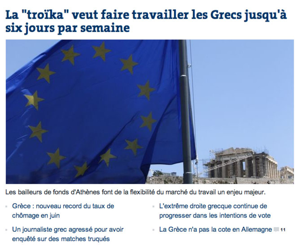 Πρώτο θέμα η Ελλάδα στη “Le Monde” – 6ήμερο, ανεργία και άνοδος της Χρυσής Αυγής