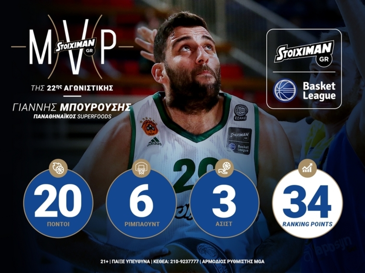 Ο Μπουρούσης STOIXIMAN.GR MVP της 22ης αγωνιστικής