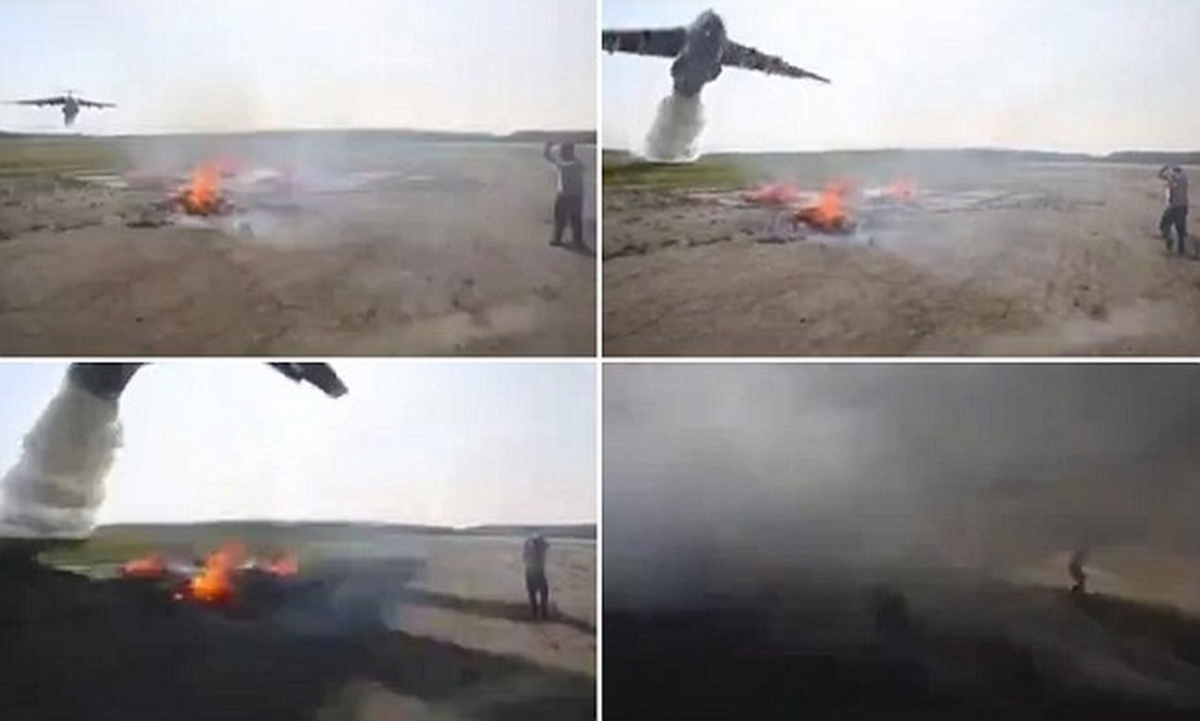 Αεροπλάνο έριξε τόνους νερού σε μικρή φωτιά και σάρωσε τους πάντες! (ΒΙΝΤΕΟ)