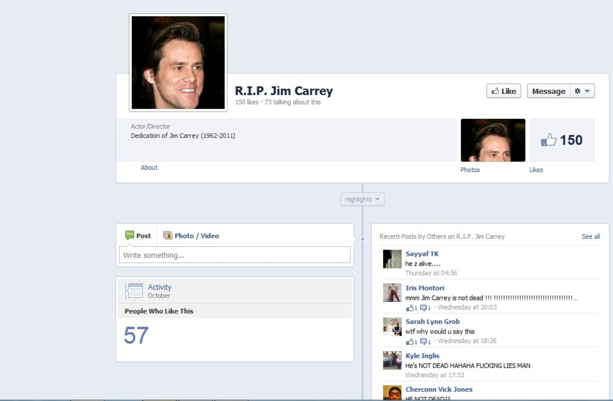 “Πέθαναν” τον Jim Carrey στο fecebook!