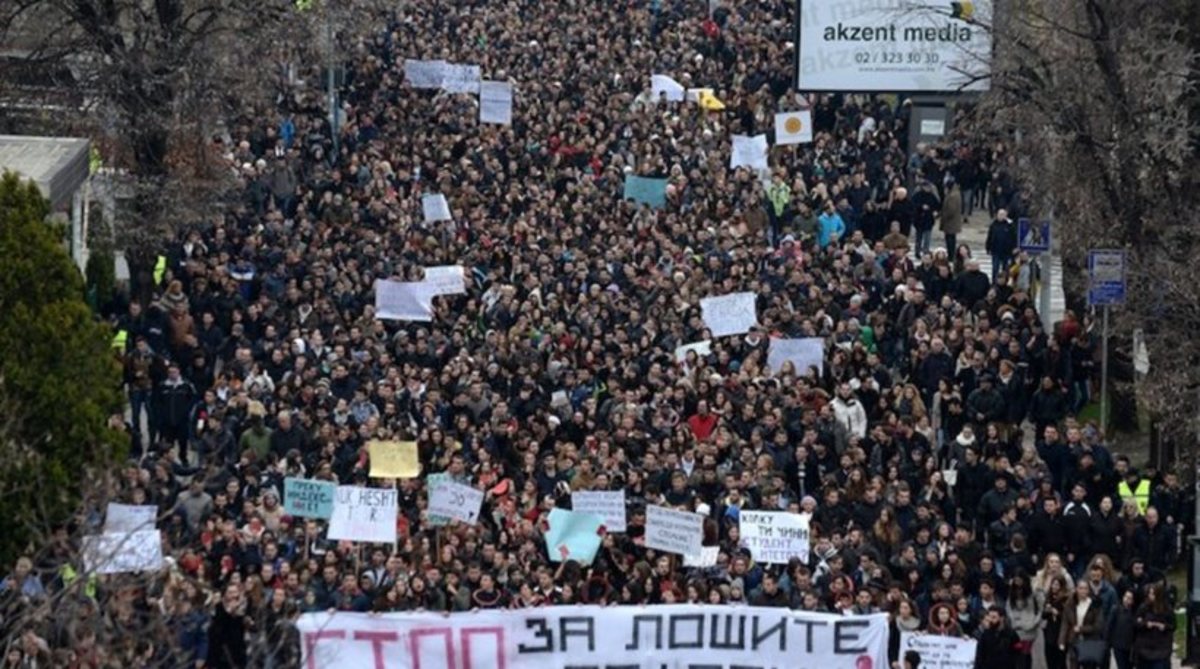 Διαδήλωση φοιτητών στα Σκόπια για τις αλλαγές στην τριτοβάθμια εκπαίδευση