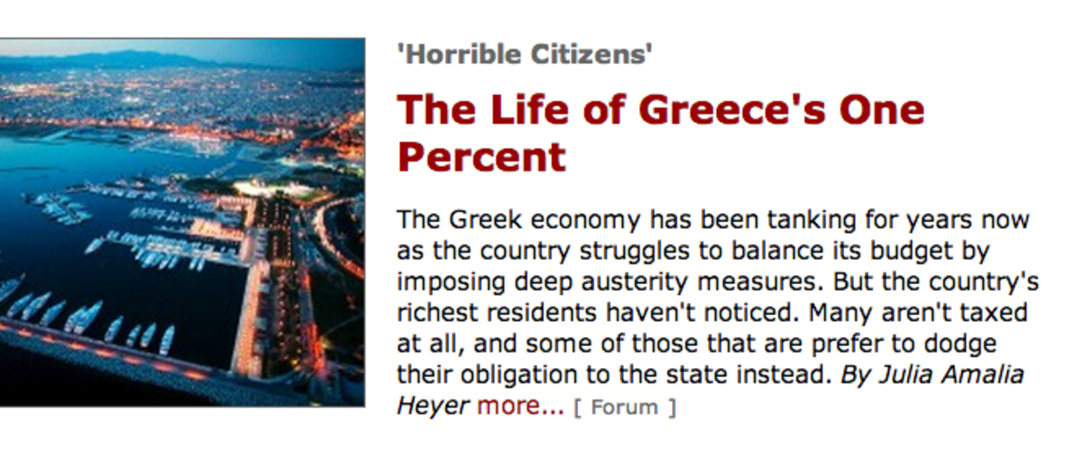Spiegel: Οι Κροίσοι της Ελλάδας ζούν στον κόσμο τους και δεν πληρώνουν φόρους!