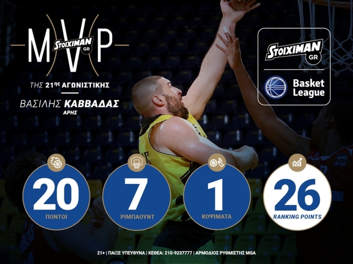 Καββαδάς και Έβανς οι Stoiximan.gr MVP της 21ης αγωνιστικής