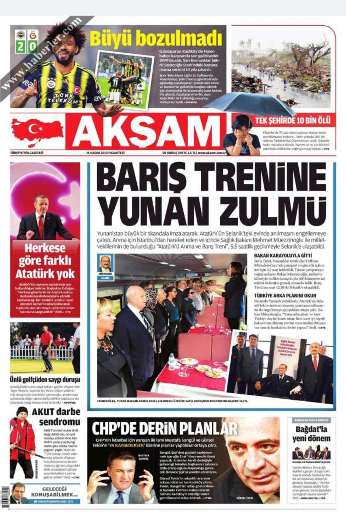 Akşam: “Eλληνικό βάσανο στο τρένο ειρήνης”