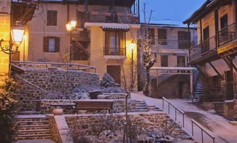 Καιρός: Πανέμορφες εικόνες από τη χιονισμένη Αρναία Χαλκιδικής – Δείτε το βίντεο!
