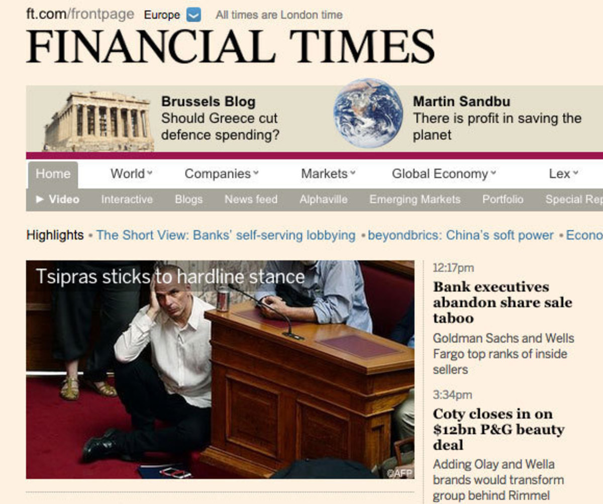 Τον Βαρουφάκη οκλαδόν επέλεξαν οι Financial Times (ΦΩΤΟ)