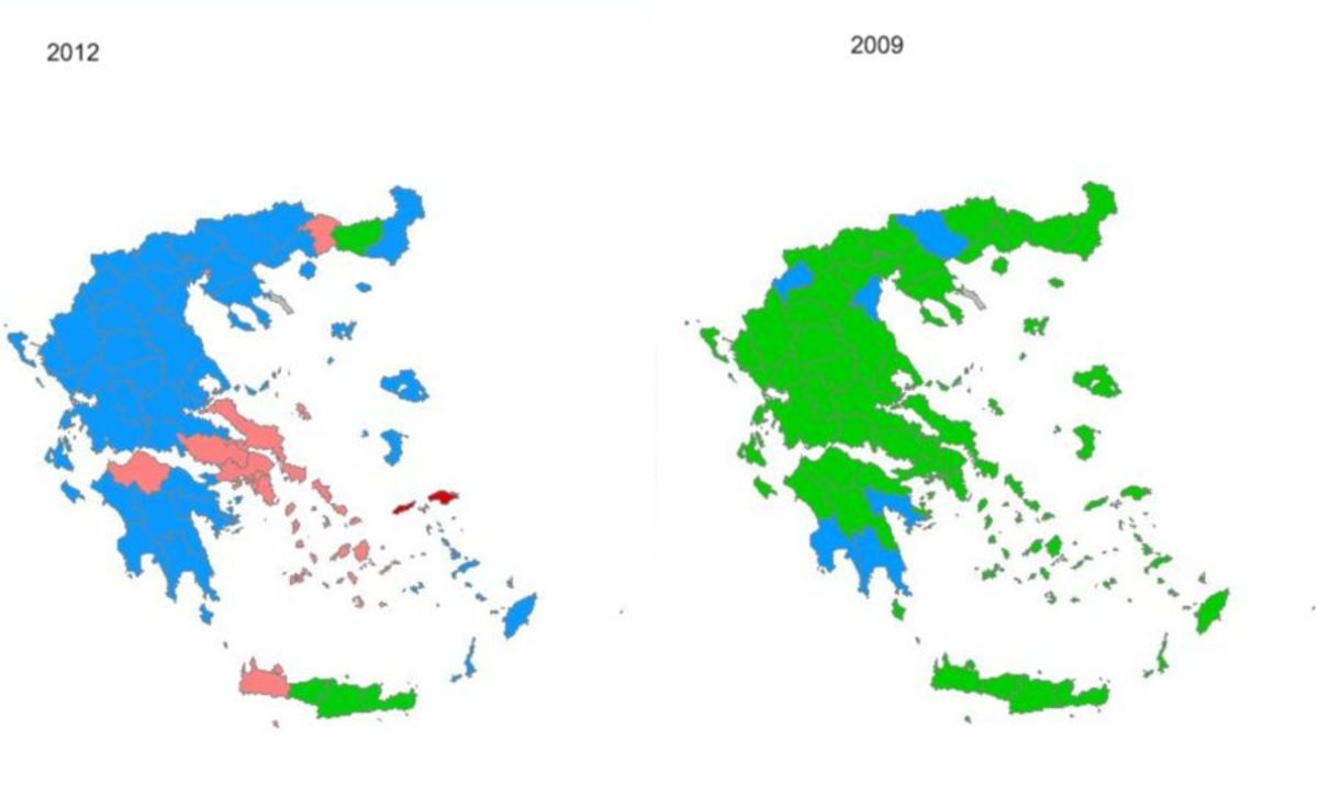 Δείτε πως “αλλάζει” χρώματα ο χάρτης των εκλογών!