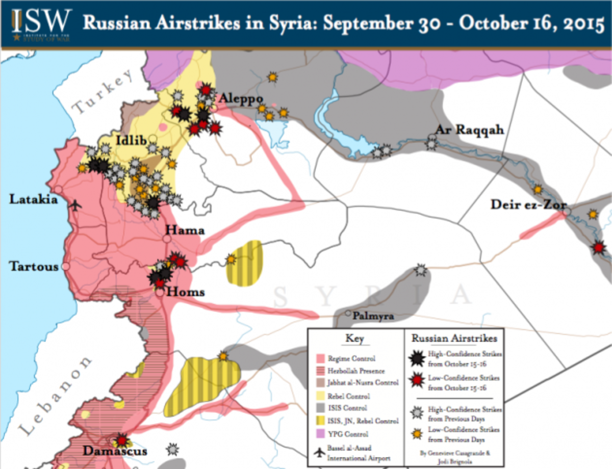 O χάρτης των ρωσικών βοβαρδισμών στη Συρία
