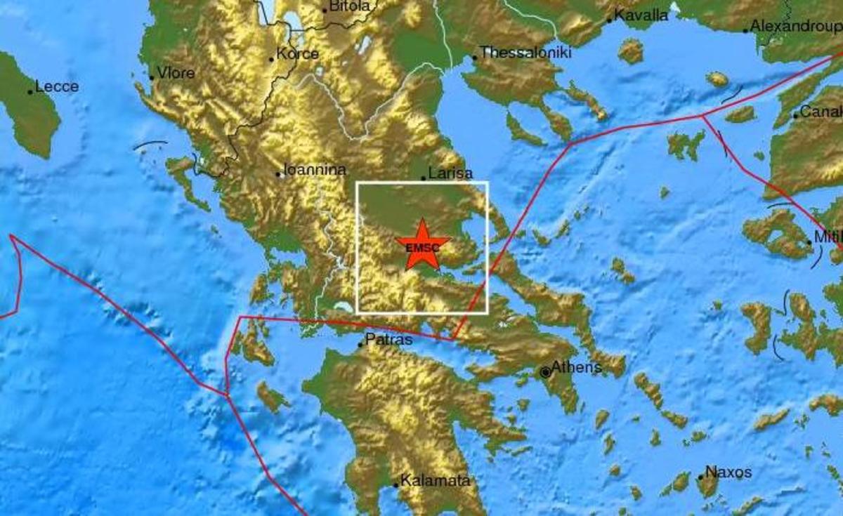 O χάρτης του σεισμού από το Ευρωμεσογειακό Σεισμολογικό Κέντρο