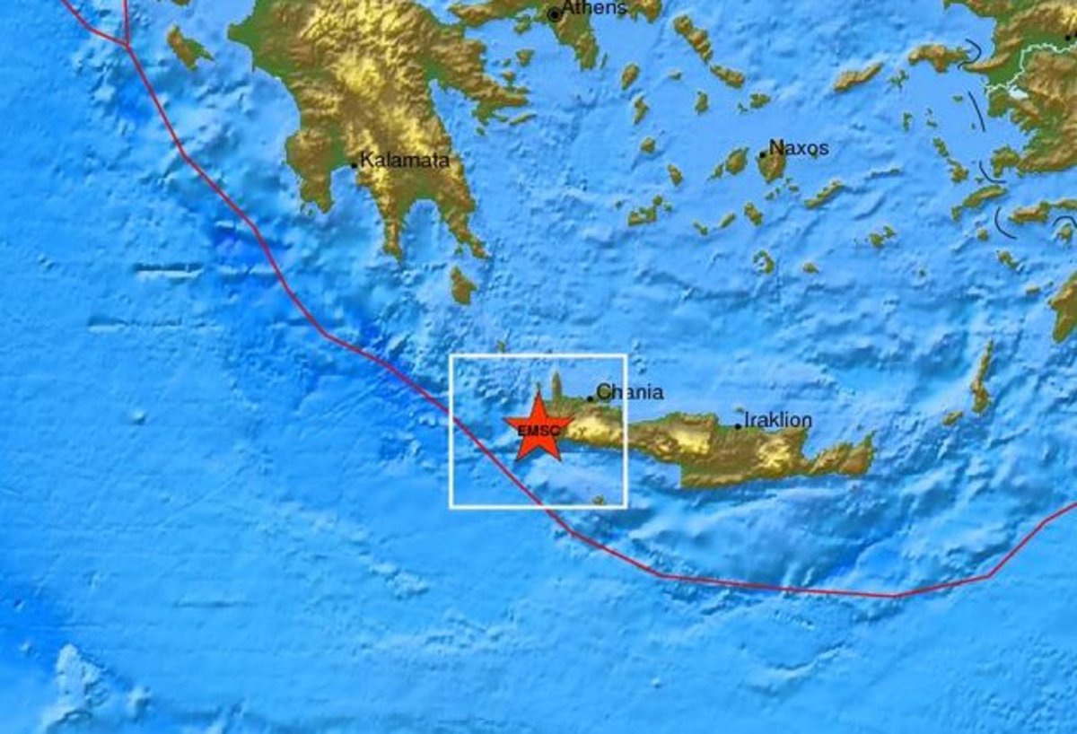 O χάρτης του σεισμού από το Ευρωμεσογειακό Σεισμολογικό Κέντρο