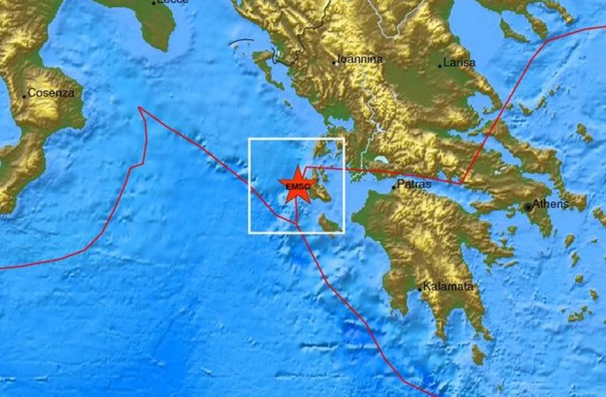 O χάρτης του σεισμού από το Ευρωμεσογειακό Σεισμολογικό Κέντρο