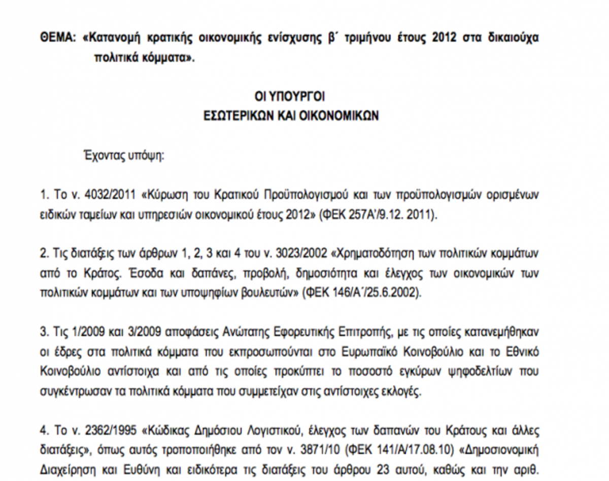 Τα κόμματα πήραν στις 2 Μαίου 7.720.000 ευρώ! Η δεύτερη δόση της κρατικής χρηματοδότησης