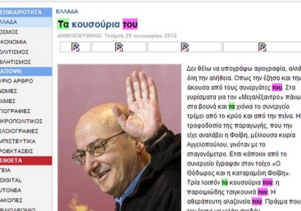 Κατέβηκε το άρθρο του Δανίκα που χαρακτήριζε “τσιγκούνη” τον Θ. Αγγελόπουλο! Σήμερα τον υμνεί!