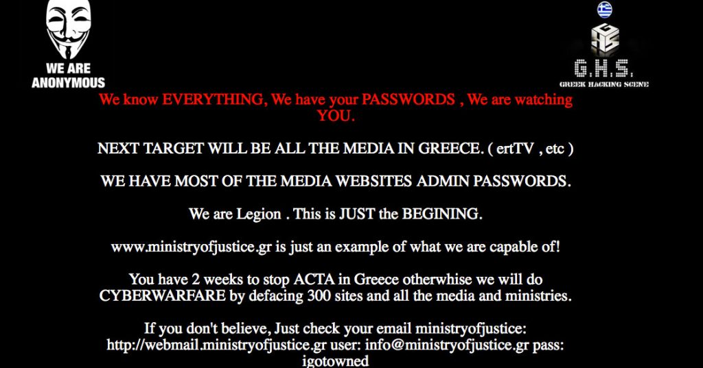 Ποιοι είναι οι Έλληνες Anonymous – Πως «εισέβαλαν» στην ιστοσελίδα του υπ. Δικαιοσύνης