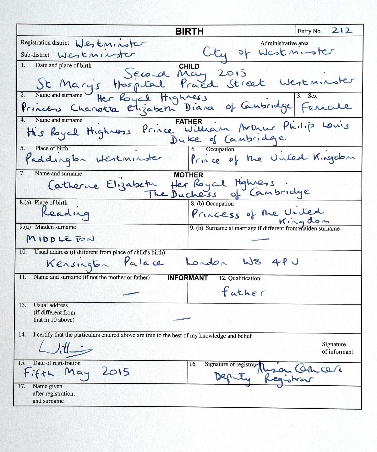 Kate Middleton: Πως την αναφέρει το πιστοποιητικό γέννησης του μωρού!